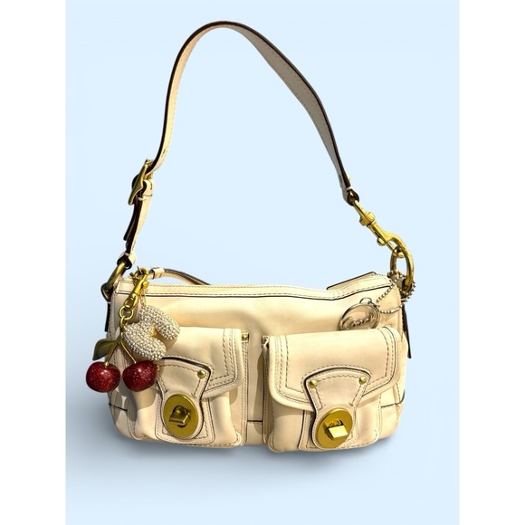 Coach White Double Turnlock Leather Shoulder Bag 65th Anniversary Vintage rare - Picture 9 of 9